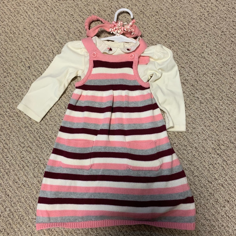 Infant 12-18mos knit dress with matching headband